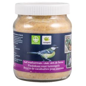 Pindakaas voor tuinvogels met meelwormen