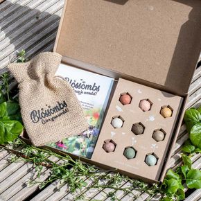 Blossombs geschenkdoos met 9 zadenbommetjes & Jute zakje